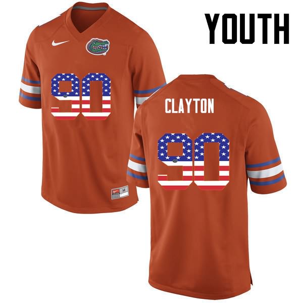 Youth NCAA Florida Gators Antonneous Clayton #90 Stitched Authentic USA Flag Fashion Nike Orange College Football Jersey ZUO4865JG
